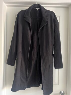 James Perse Women’s Black Open-Front Jersey Coat - Size 3